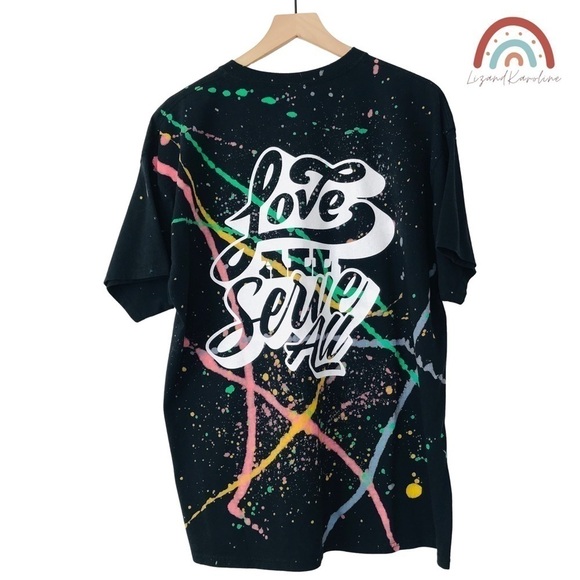 Taco Villa Splatter Tee Tie Dye Love Serve All T-Shirt Top - Picture 2 of 8